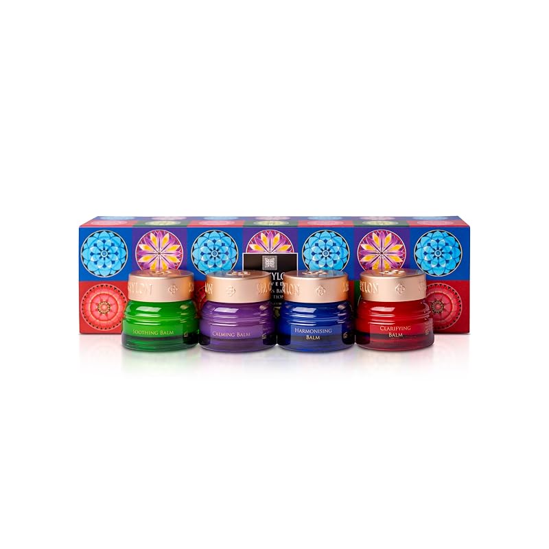 SPA CEYLON Conjunto com 4 Bálsamos Aromáticos Ayurveda com Óleos Essenciais e Óleo de Coco Virgem, 4 x 8 g