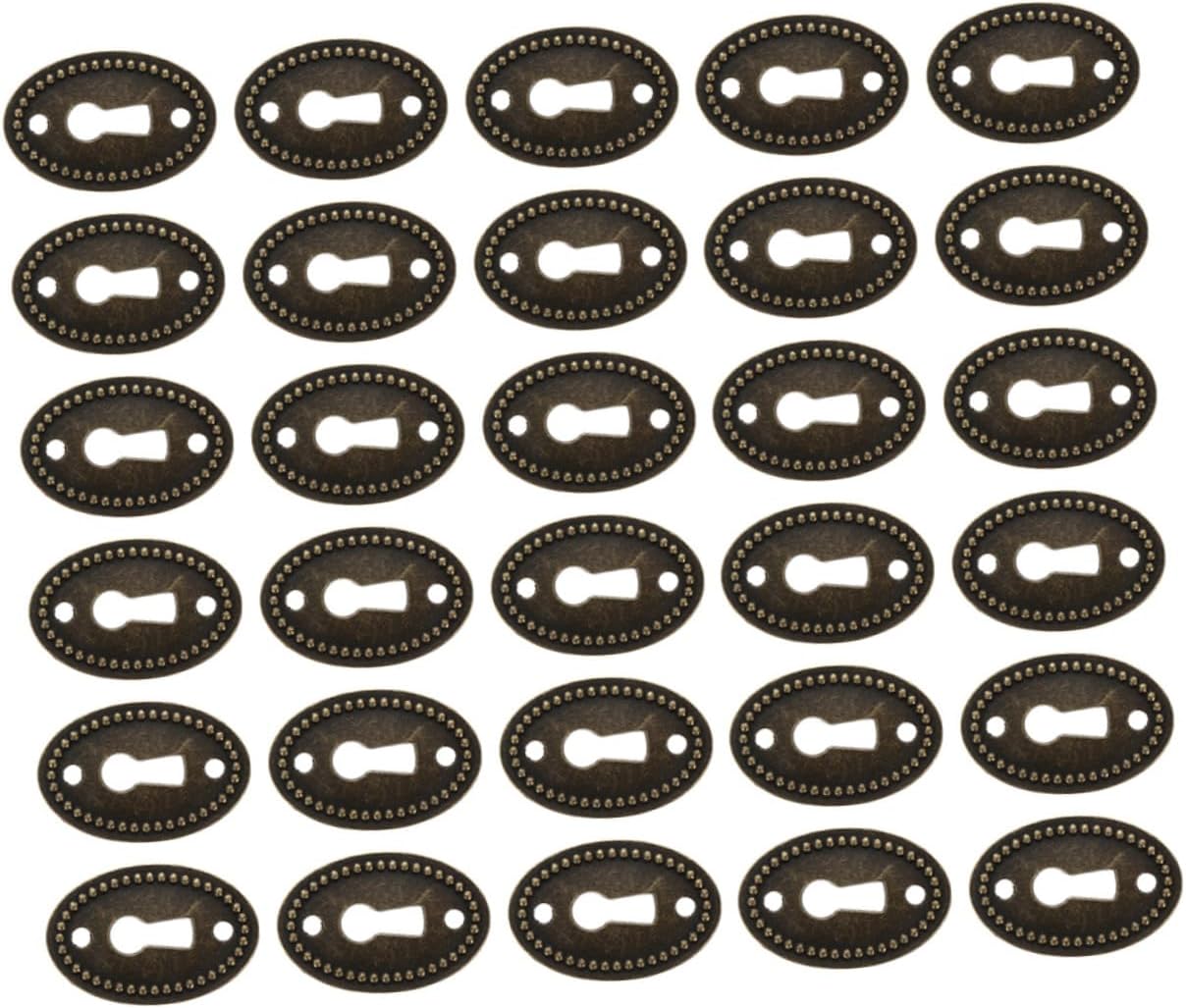 Operitacx 30pcs Stamped Keyhole Plates Keyhole Covers with Finish for Antique Furniture Protection Design for Cabinets and Dressers