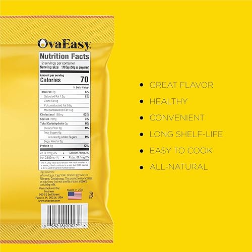 Miniatura 4 de OvaEasy - Cristales de huevo deshidratados  Bolsa de 4.5 onzas (4.52 oz)  Huevos en polvo hechos de ingredientes totalmente naturales  Polvo de