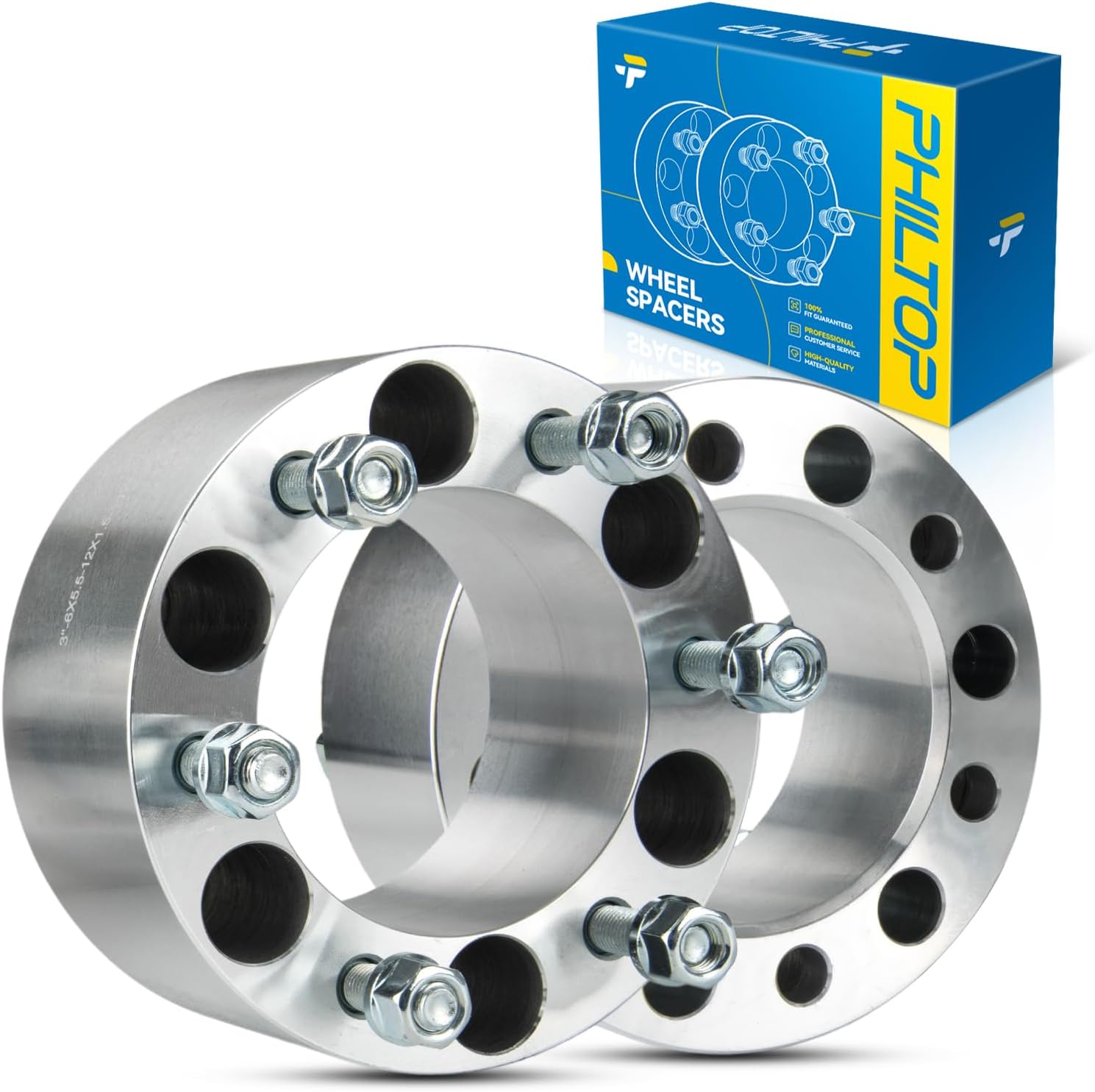 PHILTOP 6x5.5 Wheel Spacers 3 inch for Kia, 2 Pcs 6 Lug Wheel Spacers with 108mm Hub Bore M12x1.5 Studs fit for 2006-2014 Sedona