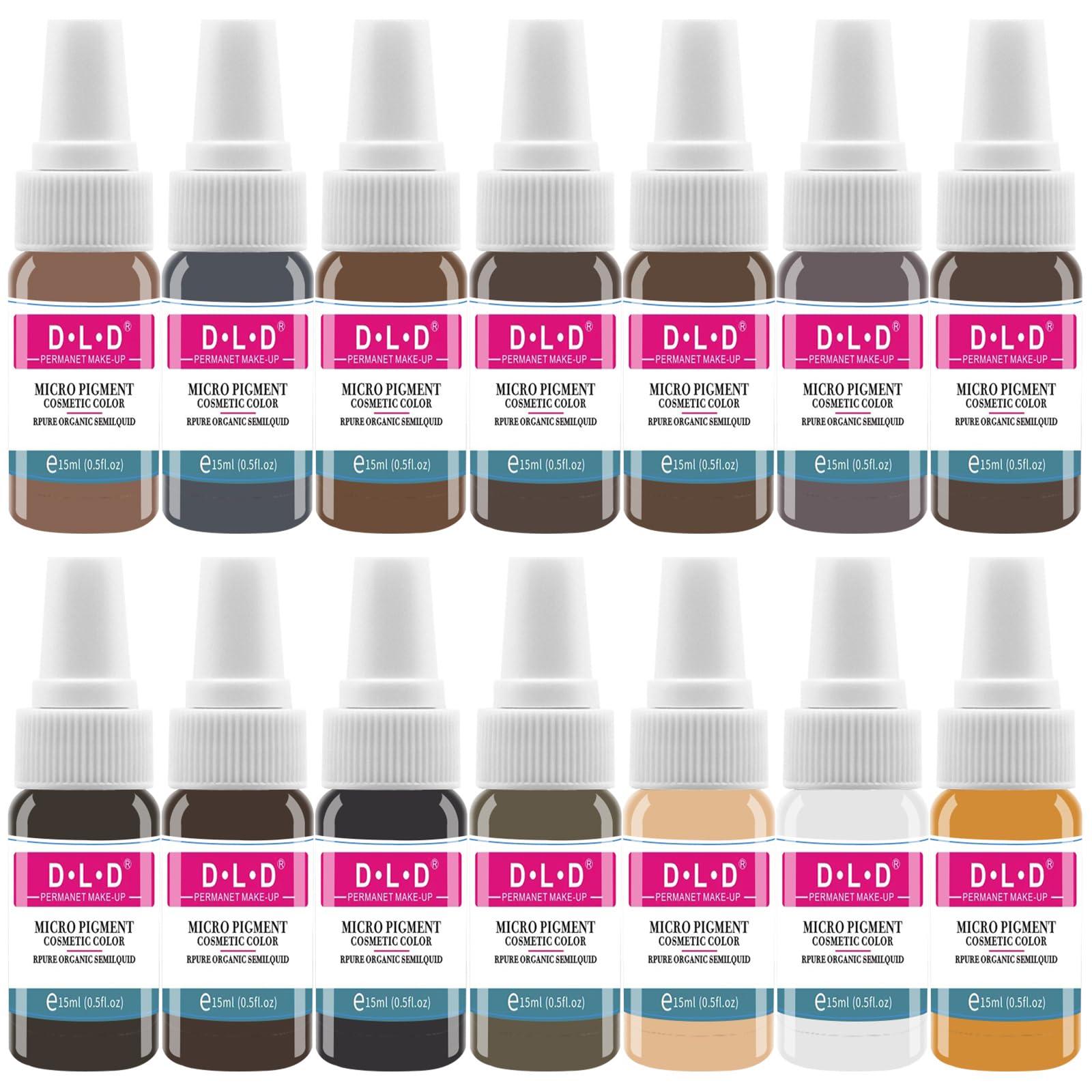 TATTOOI Juego de tinta de tatuaje profesional, maquillaje permanente, cejas, labios, línea de ojos, color microblading, pigmento, cuerpo, belleza, suministros de arte, tinta dinámica, 14 botellas,
