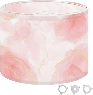 Drum Lamp Shades Abstract rose blush liquid watercolor golden lines dots stains Lampshade for Table Lamps Floor Lamps 13" W x 13" W x 10" H Easy Assembly Replacement Medium Lamp Shade Spider Fitter