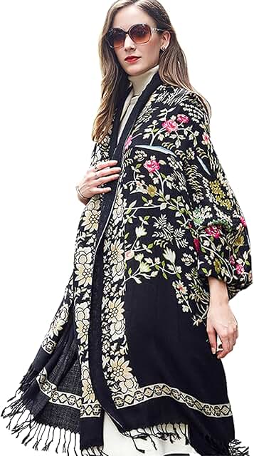 DANA XU 100% Merino Wool Extra Large Pashmina Blanket Travel Scarf Cashm...