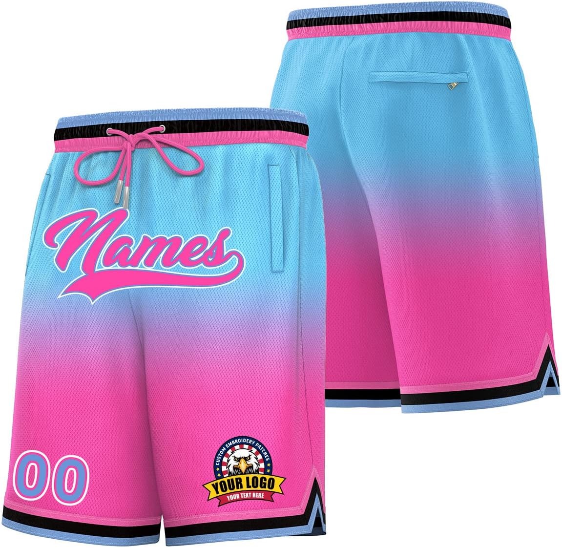 Custom Gradient Basketball Shorts Sports Running Workout Shorts Personalized Name Number Logo for Men Youth