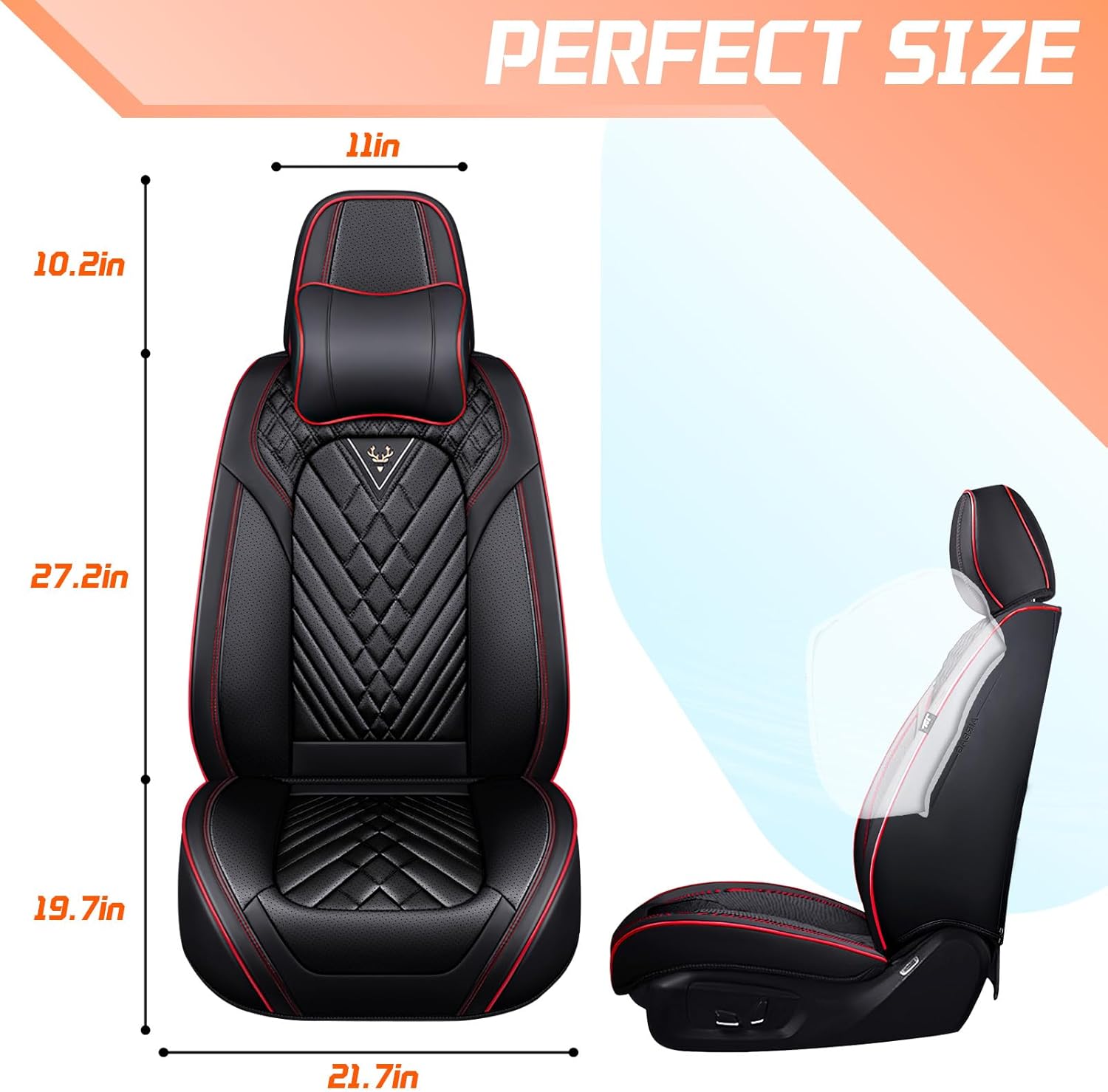 Car Seat Covers Fit for Toyota 4Runner 2000-2025,2 Seat Comfort Non-Slip Seat Cover Airbag Compatible,Waterproof Leather Seat Covers(Luxury 2 Seats with headrests,Black Red)