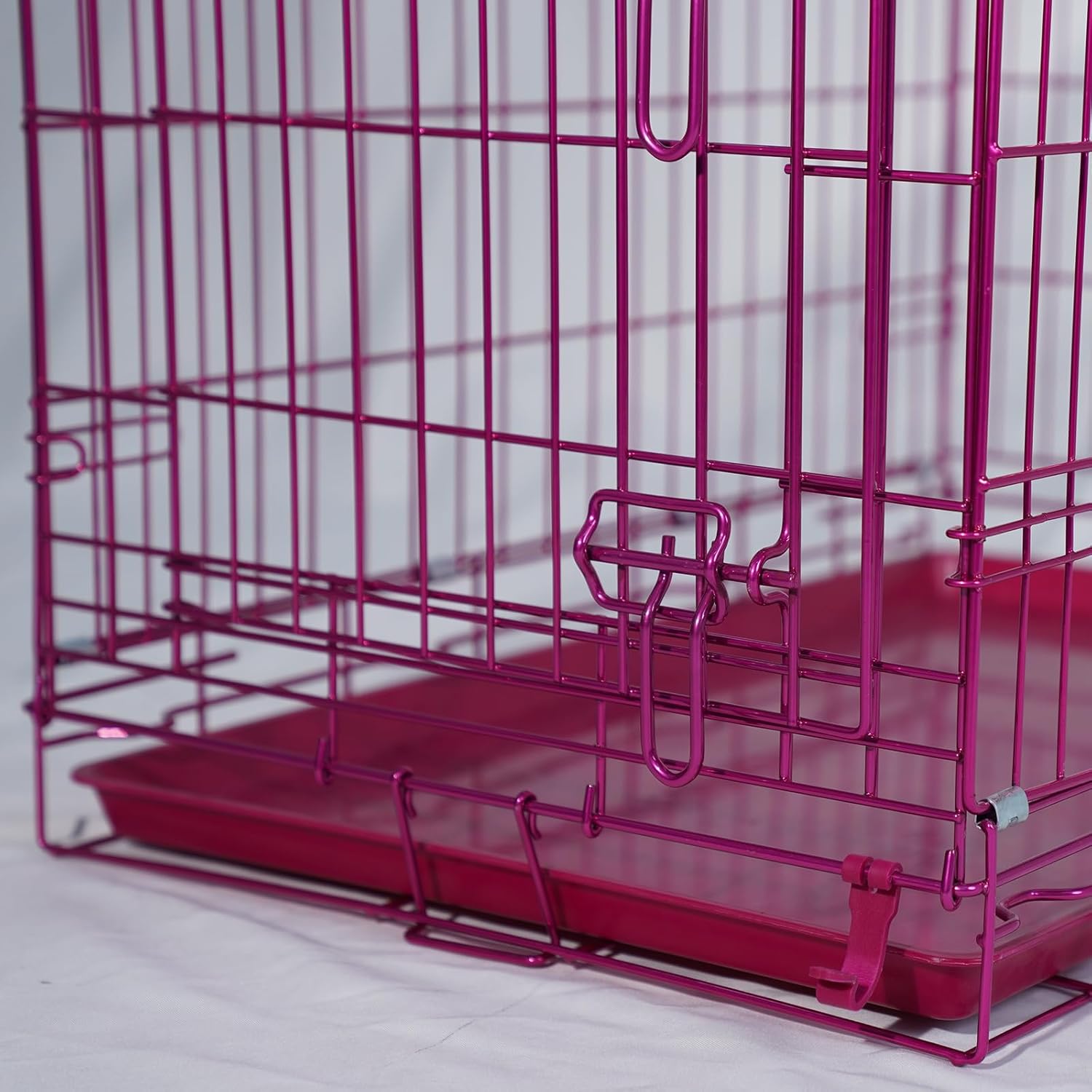 HOMEY PET 30" Pink Dog Crate, Collapsible Metal Wire Dog Cage for Medium-Small Breed Dog Kennels Indoor with Pull Out Tray (No Floor Grid)