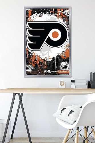 Vista 21 de Trends International NHL Philadelphia Flyers - Póster de pared Maximalist Logo 23, 14.72 x 22.37 pulgadas, versión enmarcada en bronce Versión