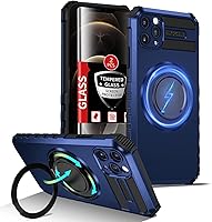 Vista 1 de Funda magnética para iPhone 12 Pro Max compatible con carga inalámbrica MagSafe, con anillo de soporte, con 2 protectores de pantalla, a prueba