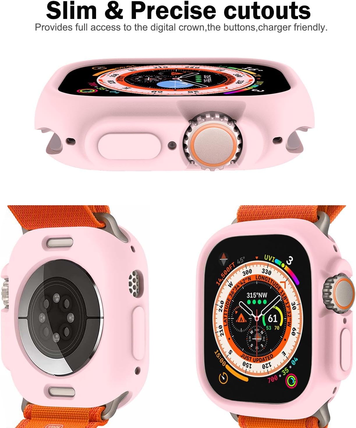 BOTOMALL Compatible with Apple Watch Bumper Case Ultra 3/2/1 49mm Soft Flexible TPU Thin Lightweight Protective Cover for iWatch [NO Front Screen Protector] image 3