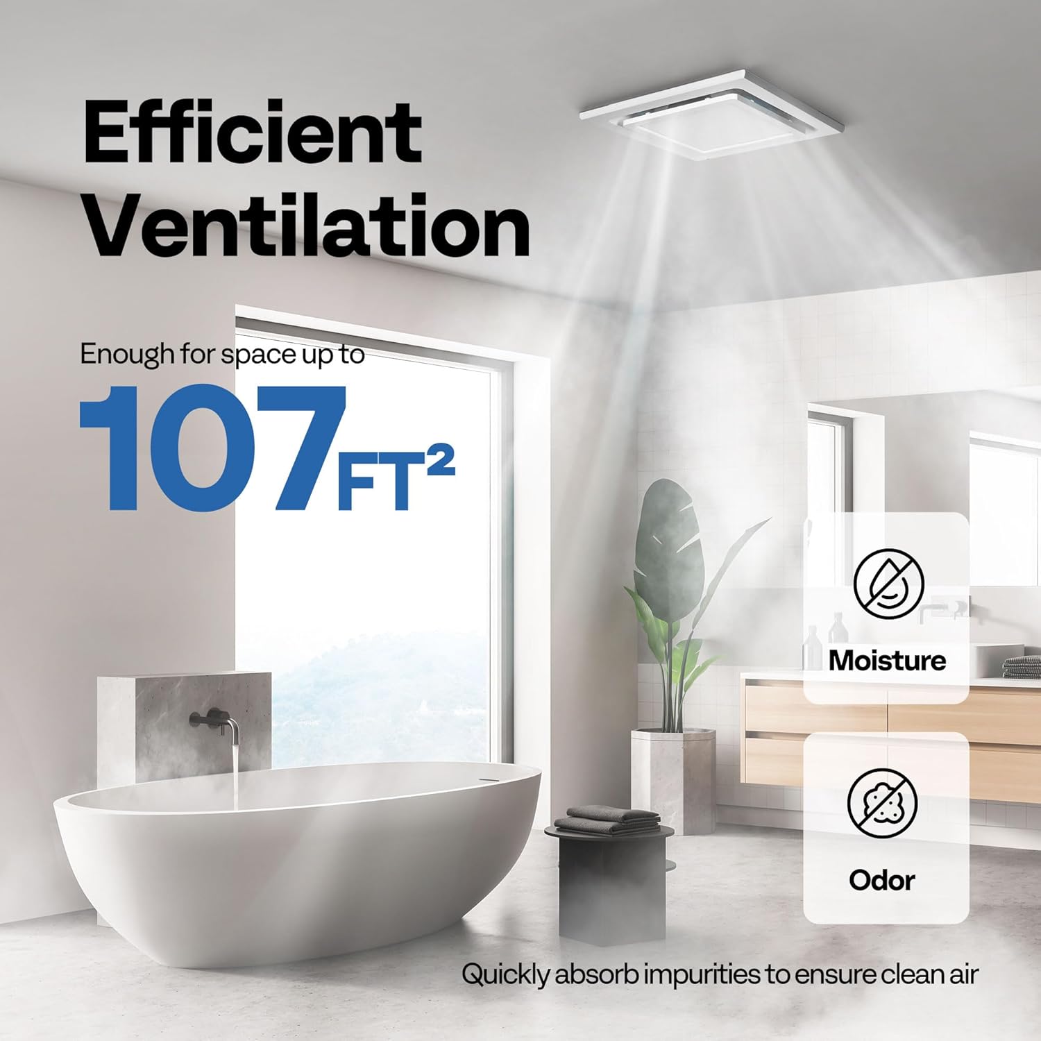VIVOHOME Bathroom Exhaust Fan with Light, 165CFM Shower Ventilation Exhaust Fan 20L Towel Warmer for Bathroom, Large Towel Heater Bucket