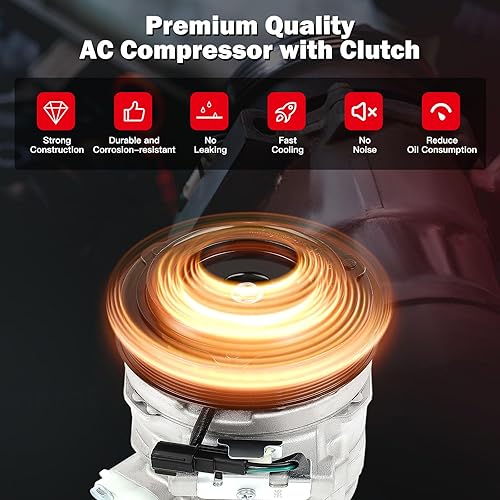 Miniatura 4 de cciyu Compresor de aire acondicionado 2007-2014 apto para Ford Edge 3.5L 2011-2014 apto para bomba de compresor de CA Ford Edge 3.7L