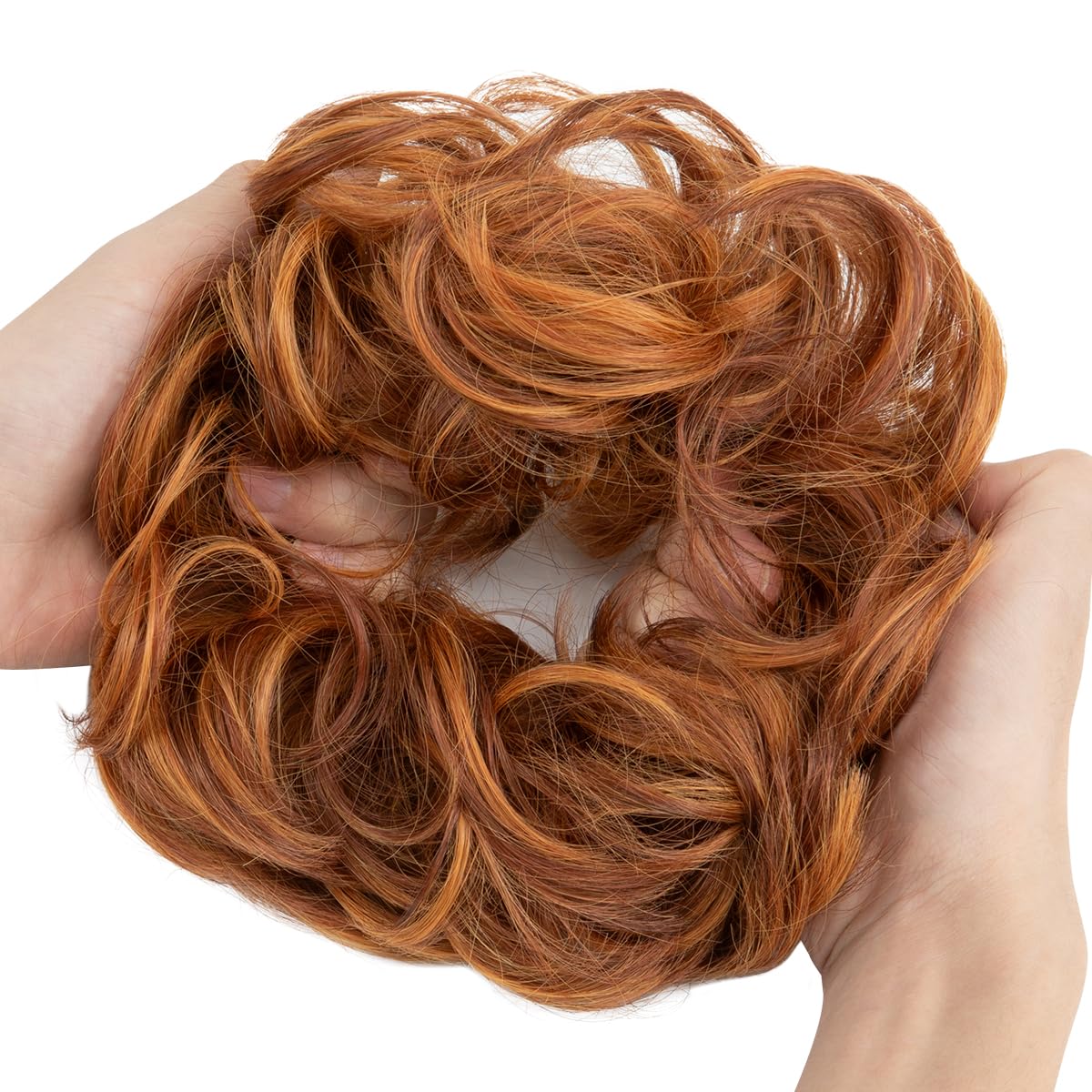 SARLA Messy Bun Hair Piece for Womens Synthetic Scrunchies Buns Extension Hairpieces Updo Pony Tail Tizian Red - Image 3
