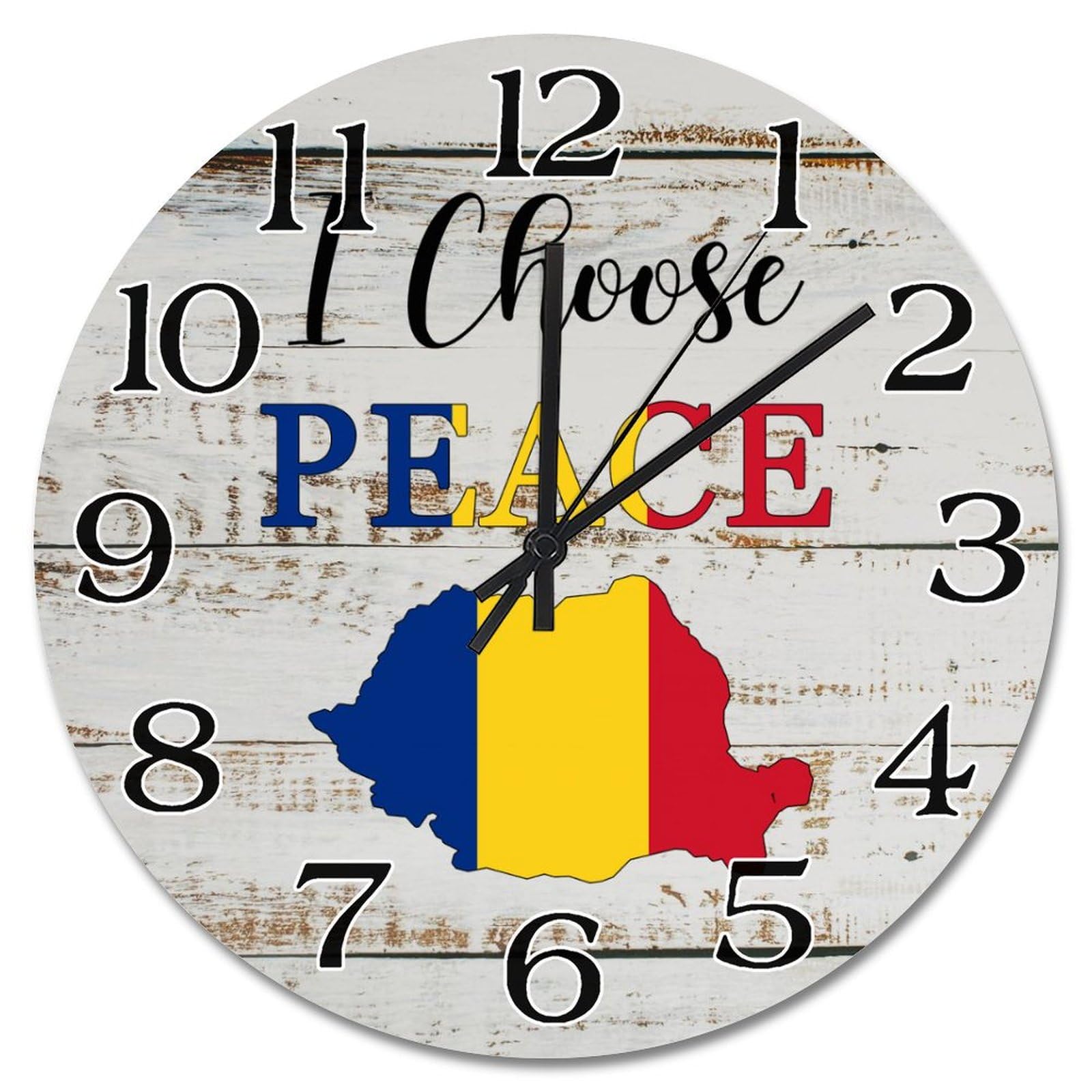 Drapeau Roumanie horloge murale voyage en bois pour grand salon et ferme rustique