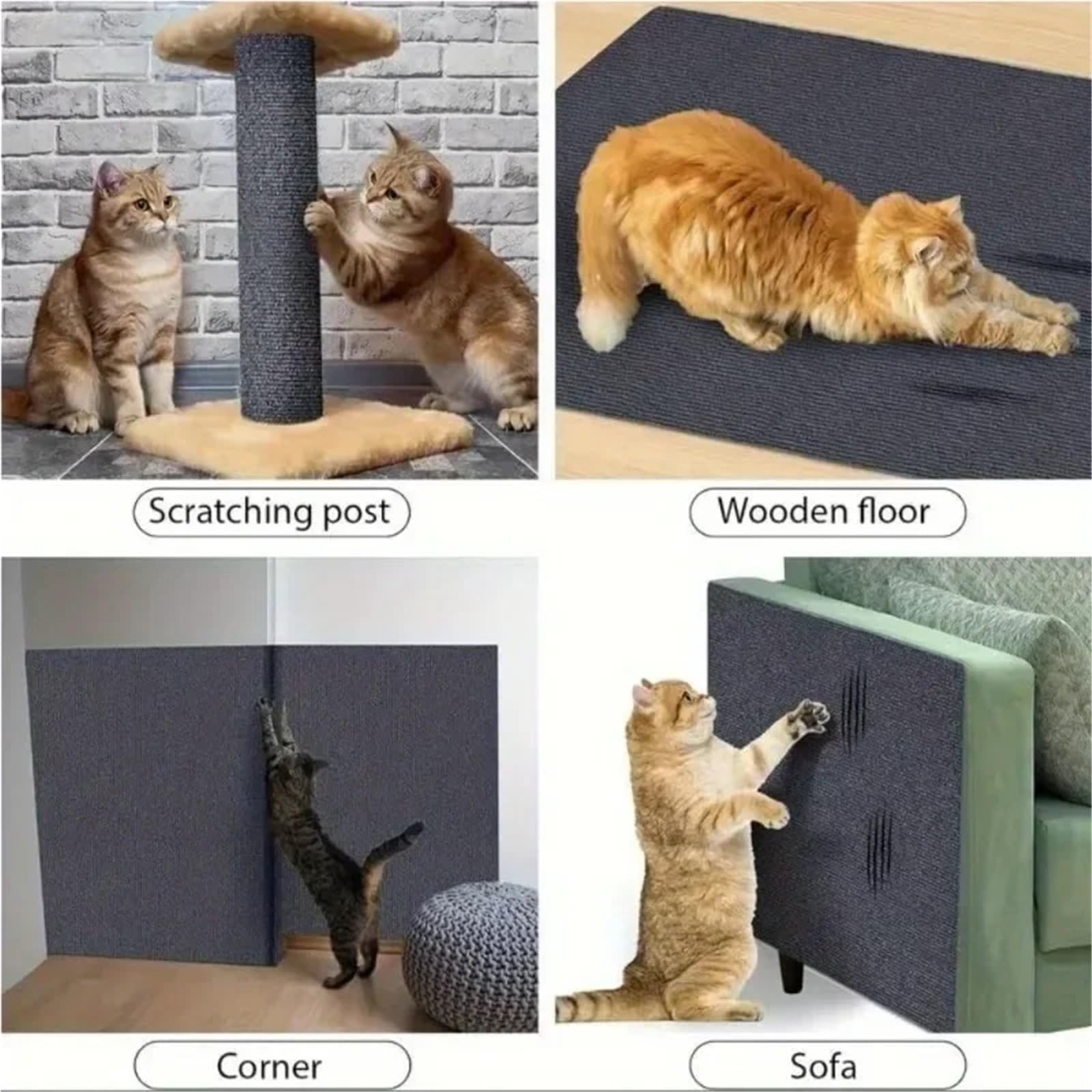 Kratzschutz Sofa Katze Katzenkratzmatte, zuschneidbar, Selbstklebende Teppichunterlage, Kratzmöbel, Couch, Eckwandschutz(Khaki,40X200CM)
