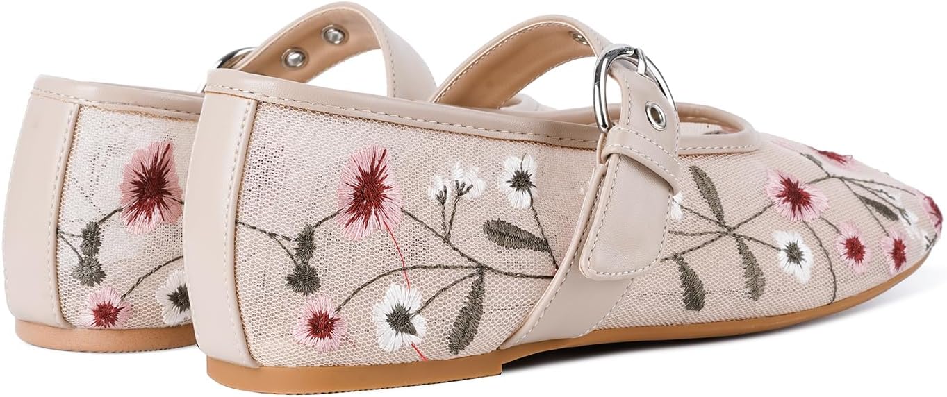 Leopard Mesh Flats for Women Round Toe Mary Jane Ballet Flats Buckle Strap Slip On Casual Breathable Ballerina Shoes - Image 7