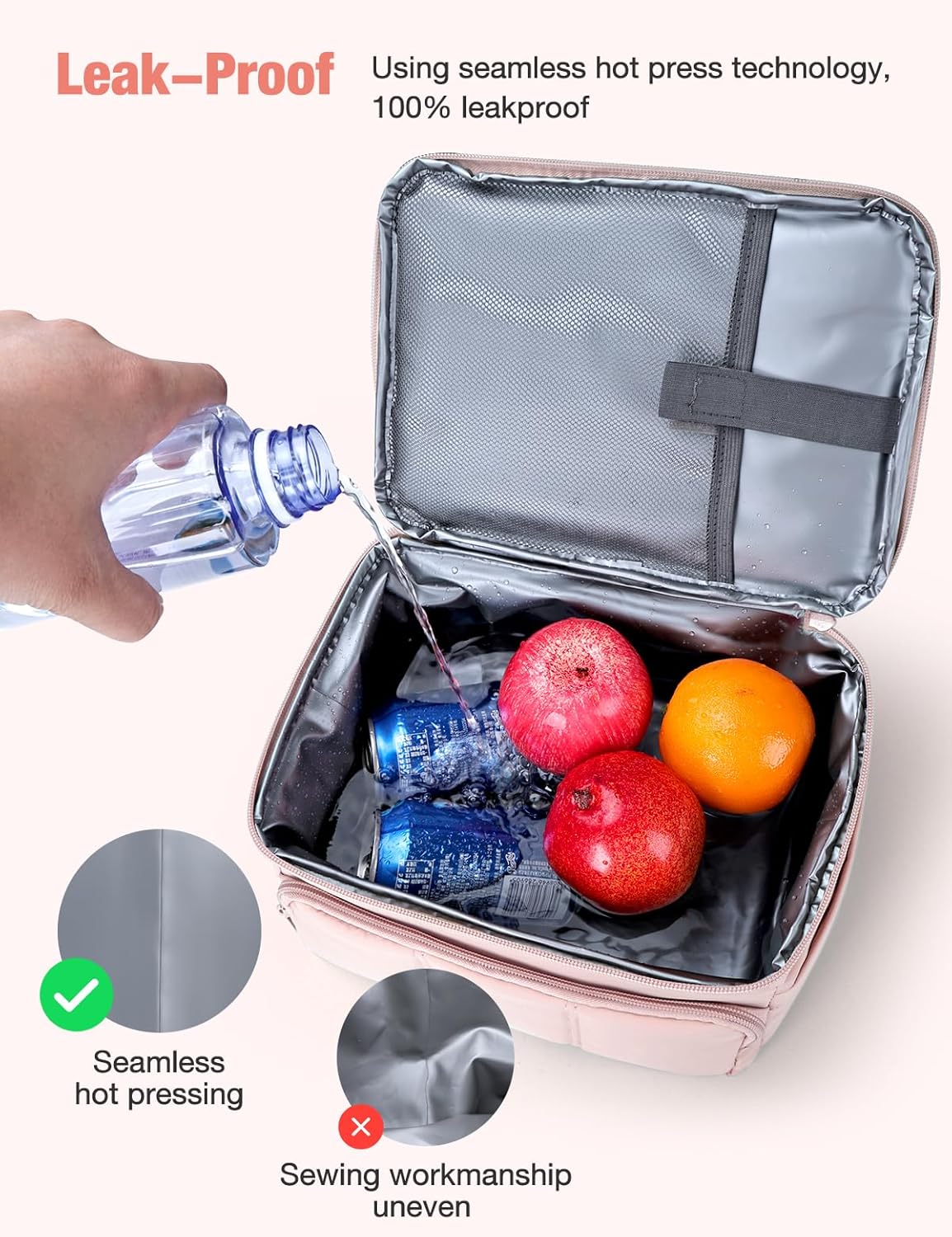 Vuudh Lunch Bag for Women, Double Deck Insulated Lunch Box, Quilted Puffer Lunch Tote Bag, Lightweight, Leakproof, Durable & Reusable Large Lunch Coller for Work Picnic Travel - Image 4