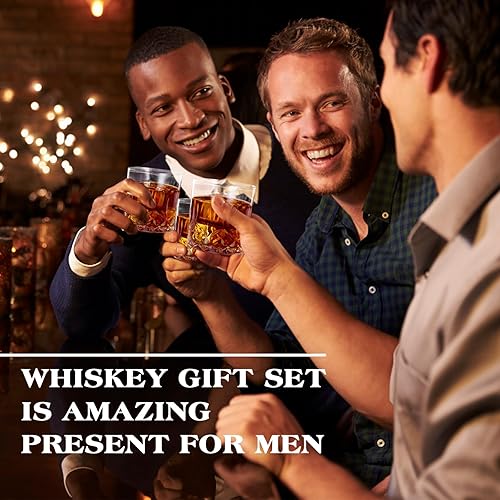 Miniatura 3 de Juego de vasos de whisky, regalos de cumpleaños y jubilación para hombres, 2 vasos exquisitos, 8 piedras de enfriamiento de acero inoxidable, caja