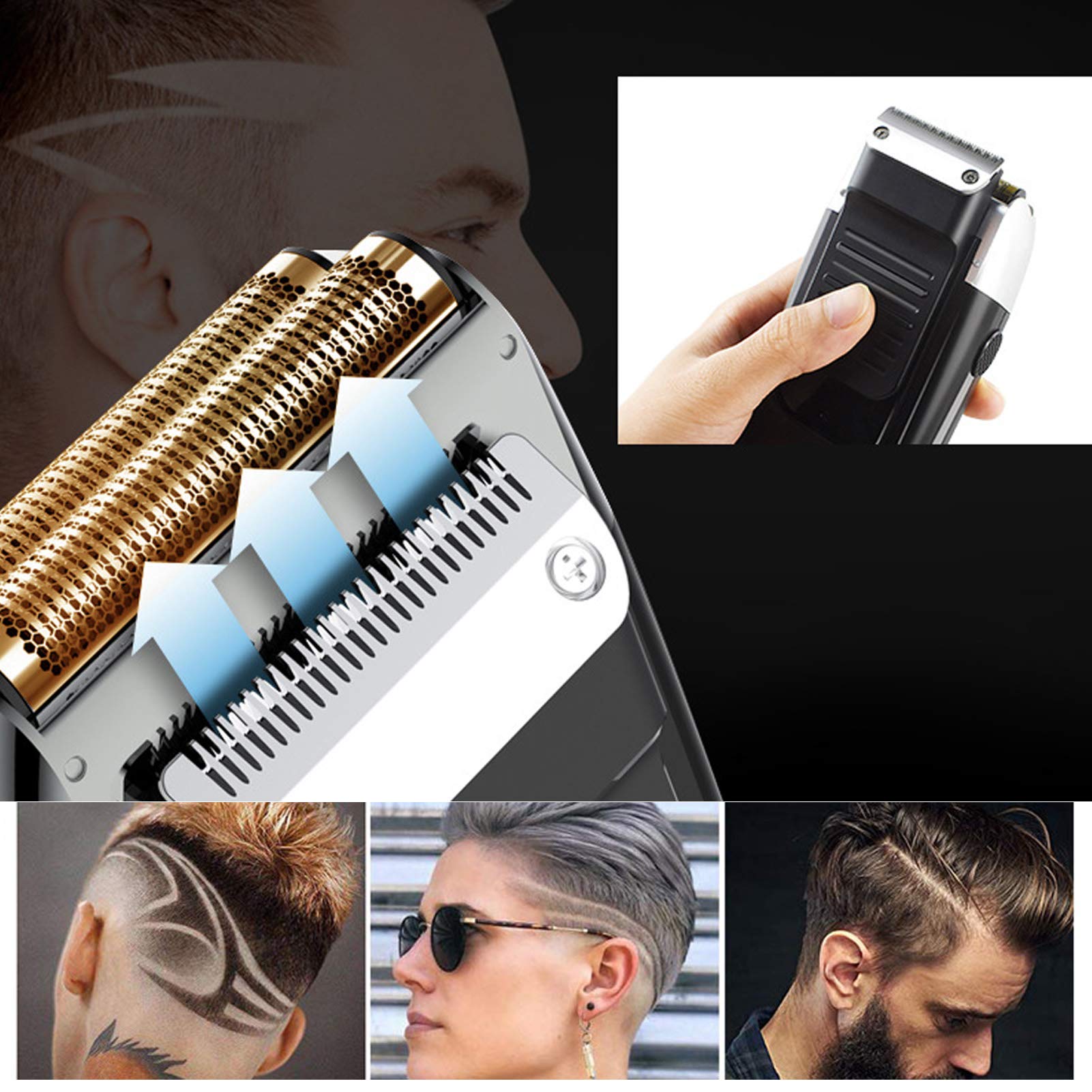 Rasoi Elettrici a Lamina 1400 MAh, Rasatura e Rasatura della Testa Calva 2 in 1, Rasoio Barba Uomo Portatile Ricaricabile per Barbieri e Stilisti Professionisti