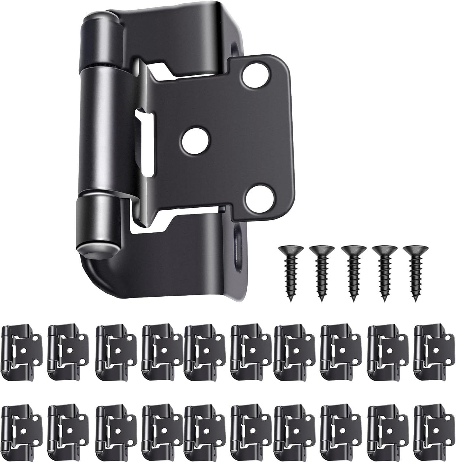 1/2" Overlay Semi Partial Wrap Kitchen Hinges, Self Closing Matte Black Hinges