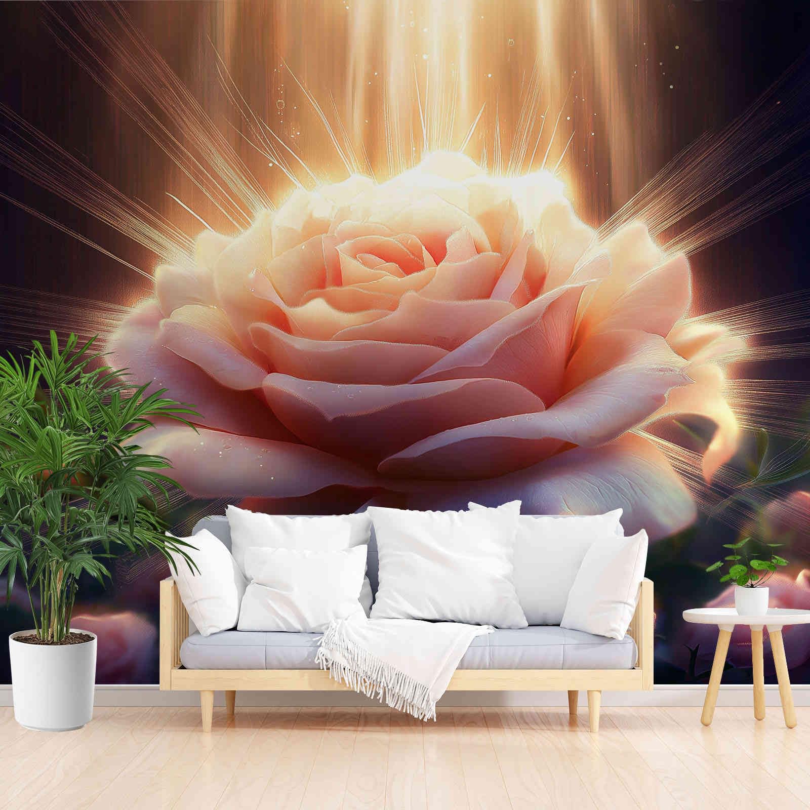 Papier Peint Panoramique 3D Rose Florale Fantastique Marron-Noir 300x210cm