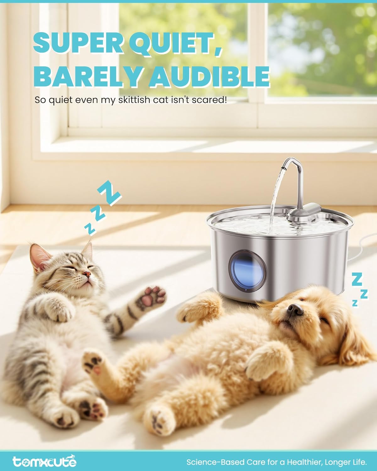 Cat Water Fountain Stainless Steel - 108oz/3.2L Large Capacity Cat Fountain for Drinking, Ultra Quiet Metal Pet Water Fountain for Cats, Dogs, Multiple Pets - Image 2