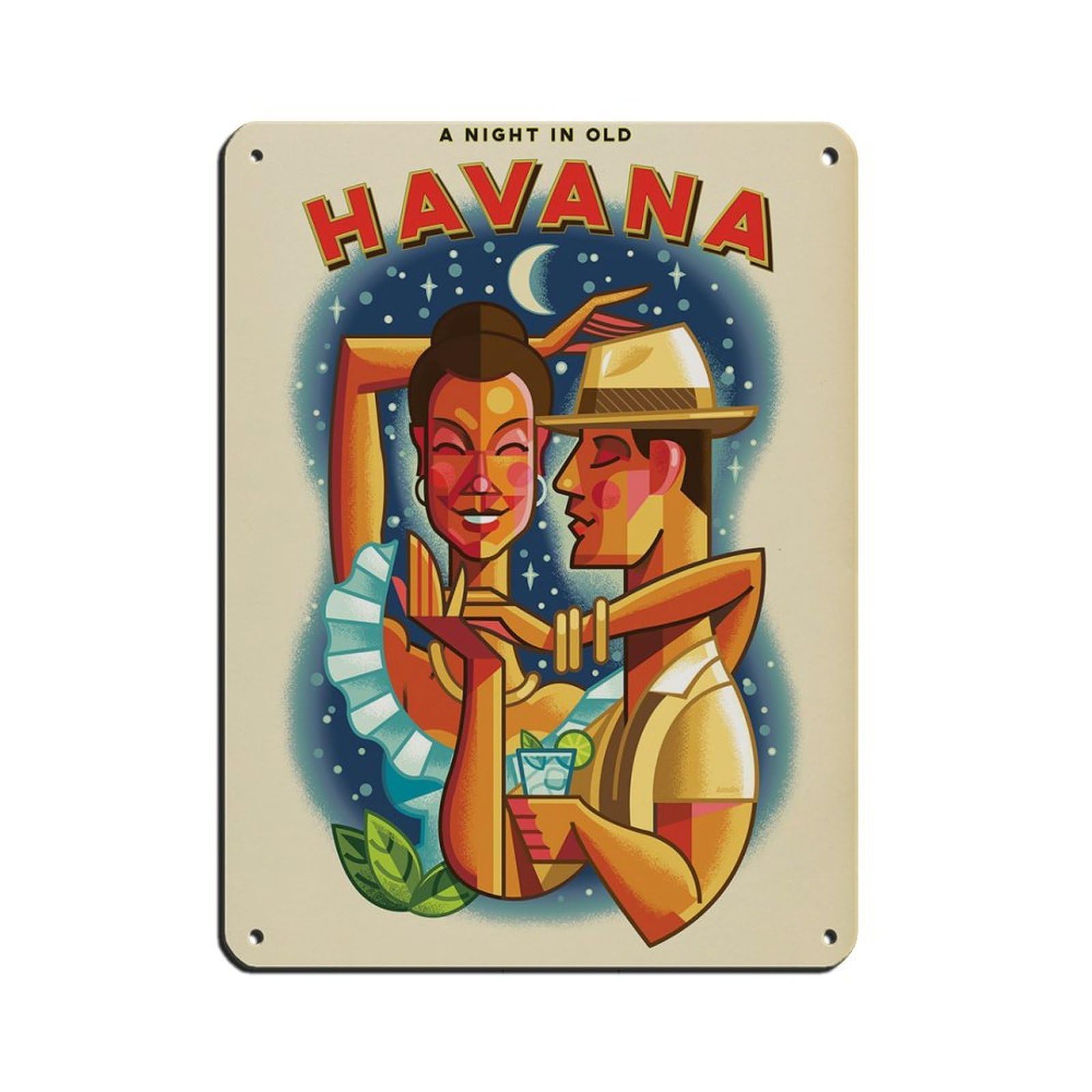 Affiche rétro en métal Cuba 30x40 cm peinture en fer déco murale vintage