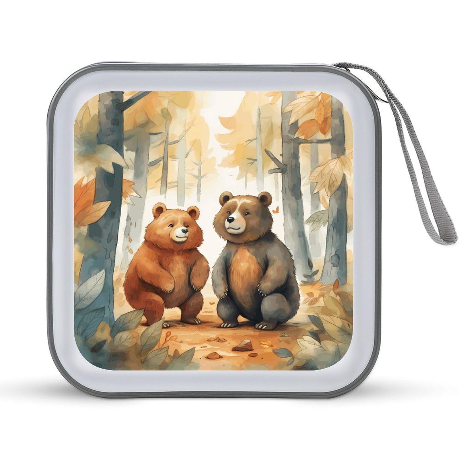 VstaDank Bear in Woods DVD Case 40 Capacity Protective Storage Organizer Binder Booklet Album Portable Disc Wallet Car CD Disk Holder Hard Plastic CD Cases CD DVD Case Holder