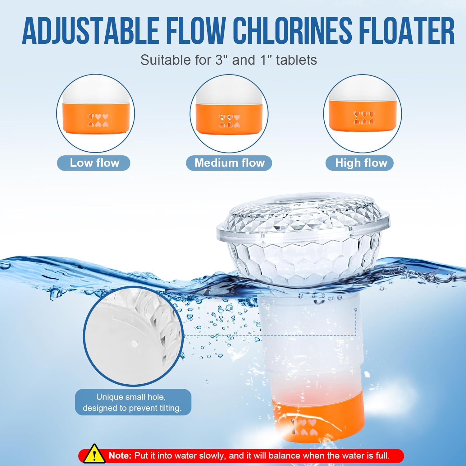 Solar Pool Chlorine Floater with Lights and Pool Water pH Testing Kit, Pool Lights Floater with Hot Tub pH Tester, Adjustable Chlorine Dispenser with Digital Thermometer for Swimming Pool Spas