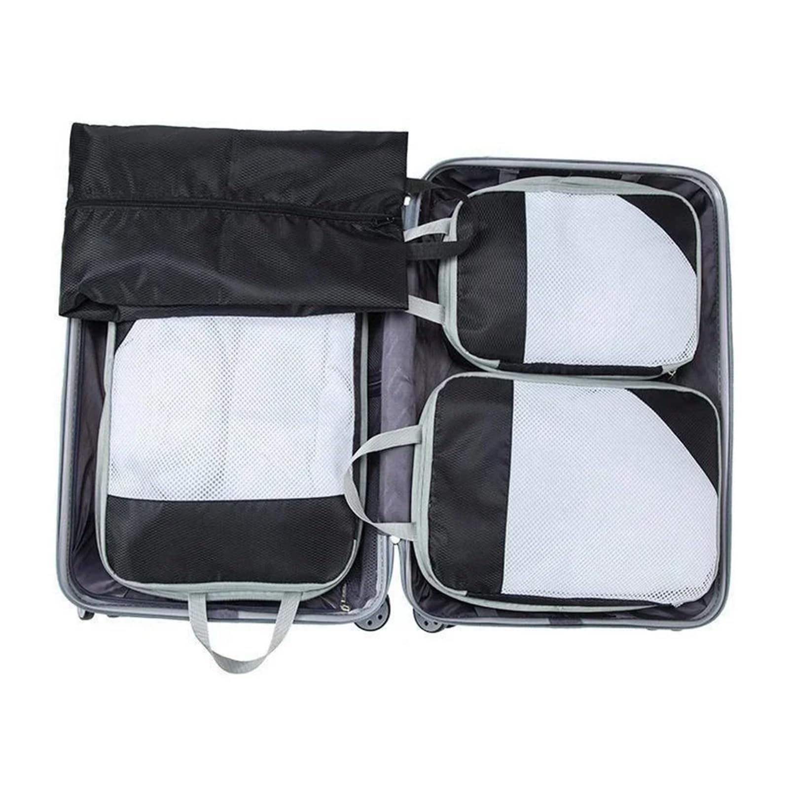 Juego de organizadores de equipaje Cubos de compresión for embalaje, bolsas de almacenamiento de viaje, bolsas de malla for ropa interior y zapatos.