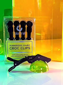 Colortrak Rubberized Jumbo Croc Clips - 4 Pack, Rubberized Finish Croc Clips to Prevent Slippage, Stain Resistant, Ergonomic Grip, Double-Hinged Design, 5.3 Long