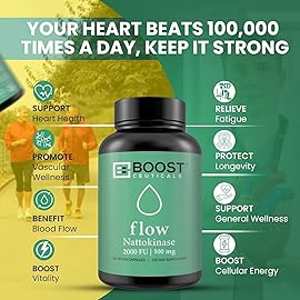 BoostCeuticals Nattokinase 2000 FU 100mg | 60 Vegan Capsules | No stearates, Non GMO Gluten Free Natural Blood Thinner & Blood Flow Supplement