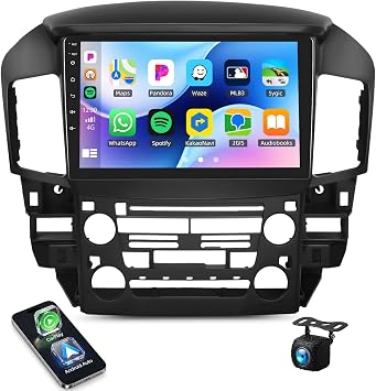 for Lexus RX300/Toyota Harrier 1997-2003 Android 15 Car Stereo Wireless CarPlay Android Auto Mirror Link Radio, 9 inch 2+64G Touch Screen with Bluetooth GPS WiFi FM/RDS SWC+AHD Backup Camera