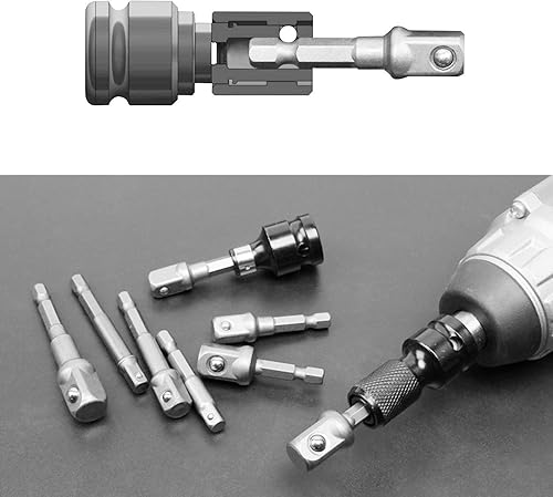Miniatura 6 de Juego de adaptadores de enchufe de impacto para taladro, 14 38 12 pulgadas, juego de brocas de extensión de grado de impacto con soporte, llave de
