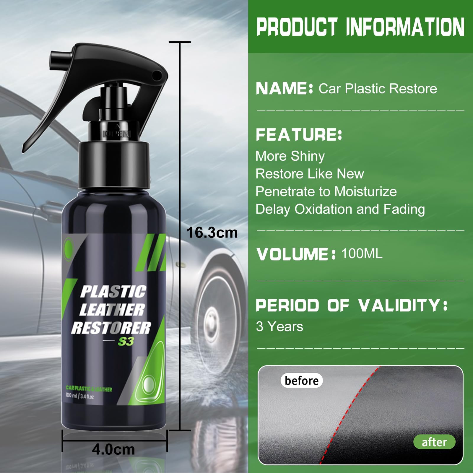 Nettoyant Intérieur Voiture | Rénovateur Plastique Voiture