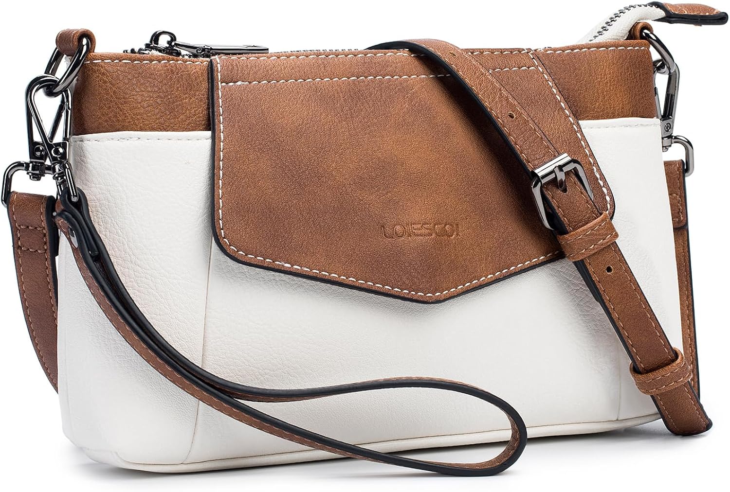 LOIESCOI Bolso bandolera pequeño para mujer, cartera de cuero con ranuras para tarjetas de crédito