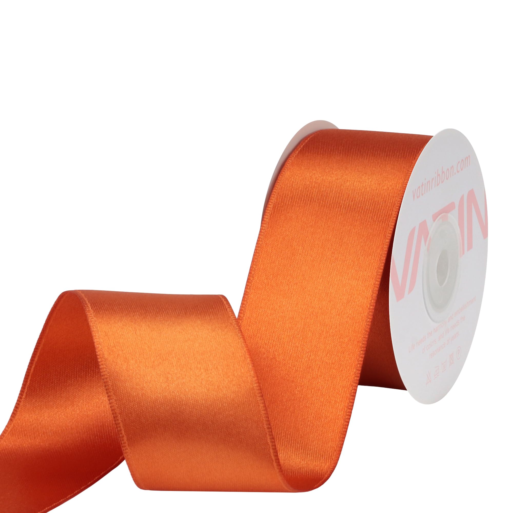 VATIN Cinta de satén naranja quemado con alambre de 1-1/2 pulgadas para envolver regalos, decoración, manualidades, decoración del hogar, 9 m