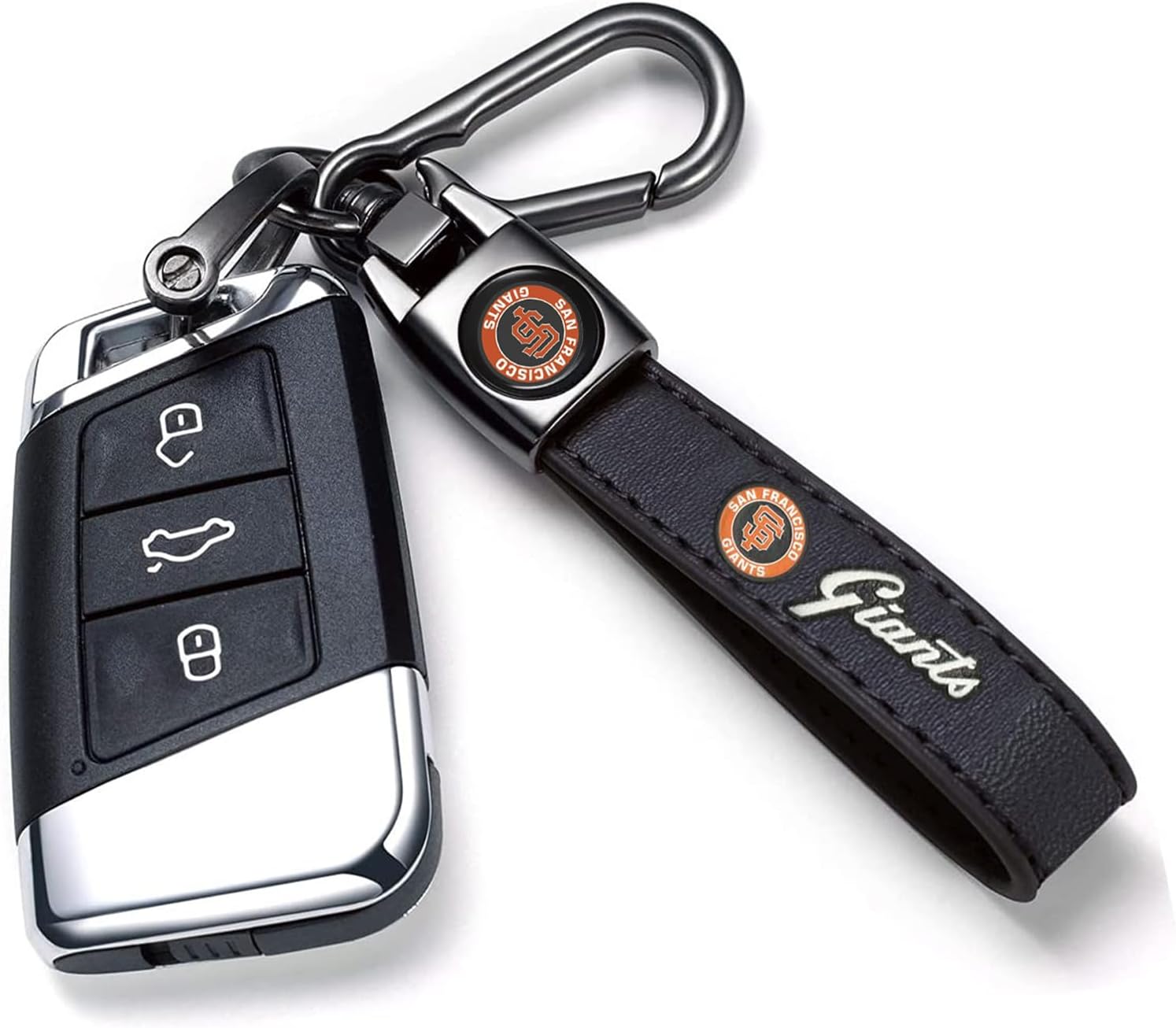 Genuine Leather Baseball Key Chain Compatible with San Francisco Giants Key ring Accessories Keychain Family Present for Man and Woman Black image 2