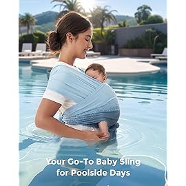Momcozy Baby Carrier AirMesh - The Perfect Summer Water Sling for Newborns to Toddler 8-35 lbs - Cooling, Breathable and Lightweight Baby Wrap, Nice for Summer, Pool, Beach, Swimming, Light Blue