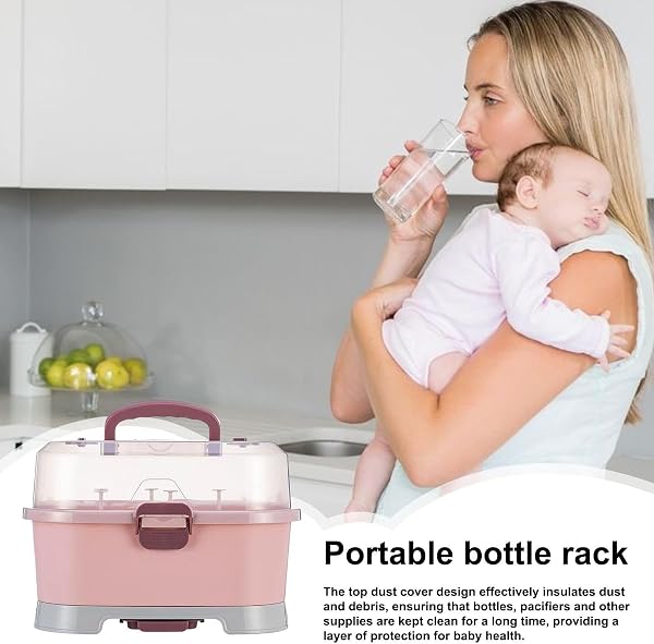 Large Nursing Bottle Storage Box Organizer with Cover, Removable Home Holder for Sink Dishwasher, Bottle Organizer for Kids, Cabinet Washing Sink Travel Kitchen Use. - 2
