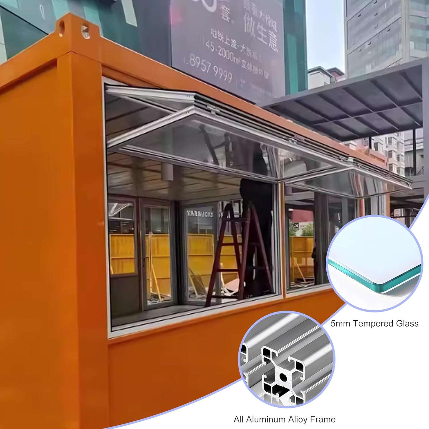 Vertical Folding Windows Commercial Sliding Window Aluminum Alloy Food Truck Service Window Flush Mount Concession Stand Serving Window for Restaurants with Locking Handle(30x30in/76x76cm)