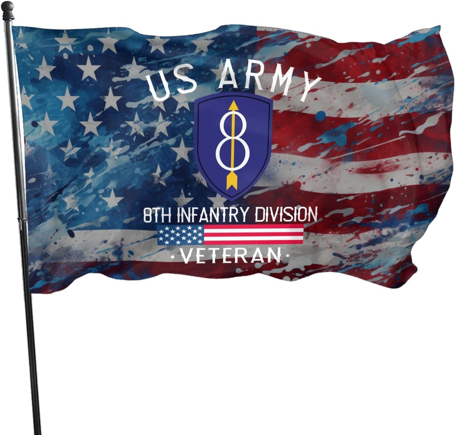 3x5 Flag US 8th Infantry Division Veteran Double Sided Durable Outside Banner Garden Flags Outdoor Decor