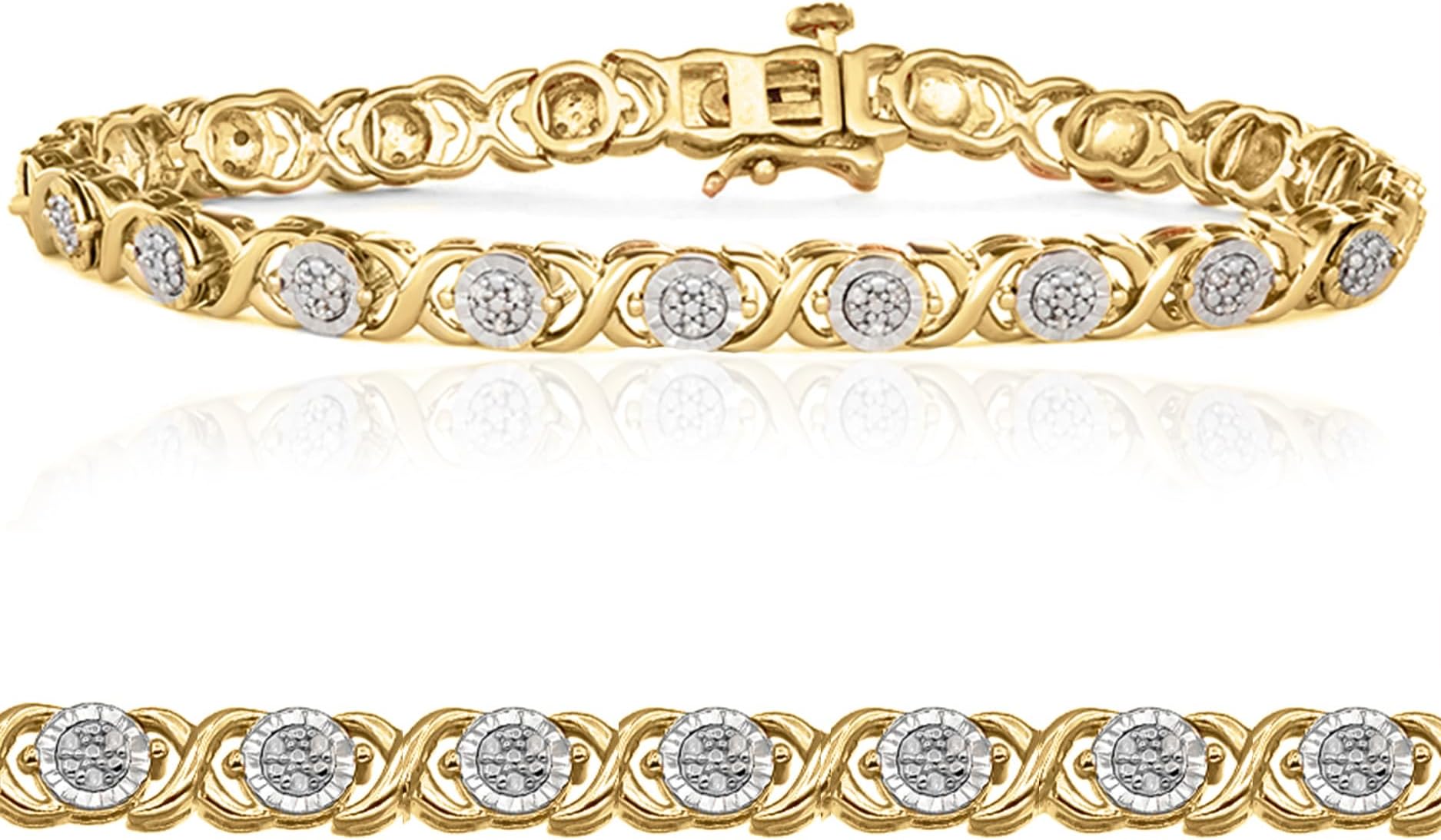 1/4 Carat Round Natural Diamond Tennis Bracelets for Women | Flash-plated Sterling Silver Bracelet | Fine Jewelry for Her | Timeless Design | Gift Box Included