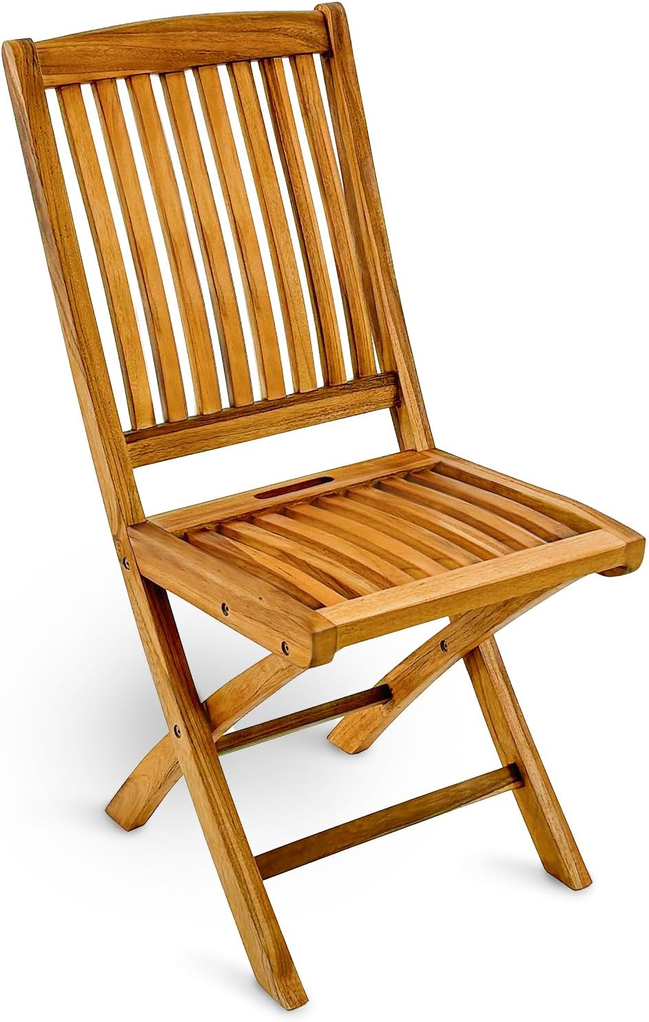 StrongTek Pre-Oiled Teak Folding Chair, Space-Saving Design with No Assembly Needed, Ergonomic Slatted Seat for Comfort, Perfect for Patios, Gardens, Balconies, and Camping