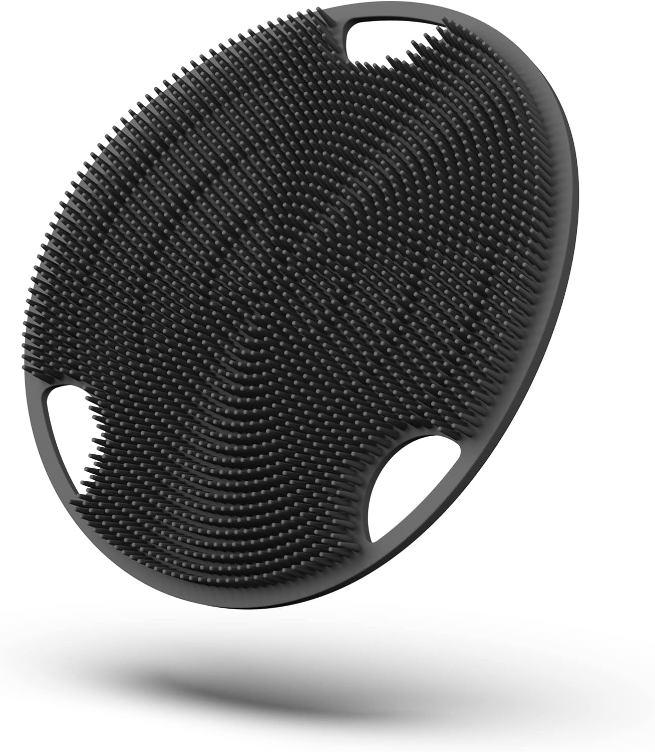 Boie USA Flat Body Scrubber - Soft Silicone-Like Exfoliating Shower Scrubber & Body Cleansing Brush - Stick-to-Wall Loofah Replacement - Antimicrobial Body Exfoliator for All Skin Types - Black