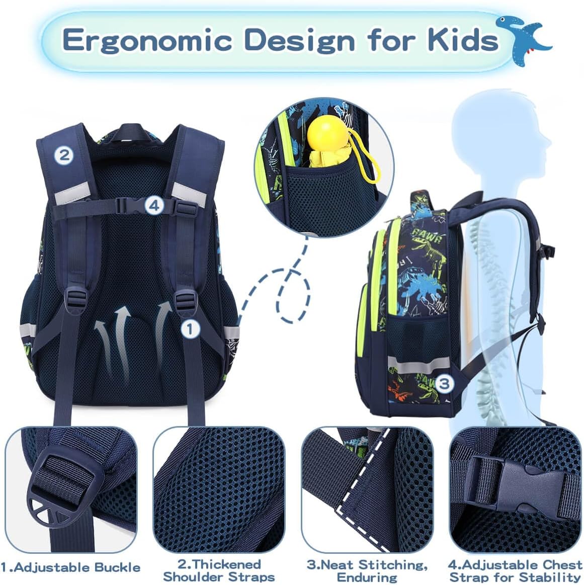Cusangel Kids Dino Backpack Boys Elementary