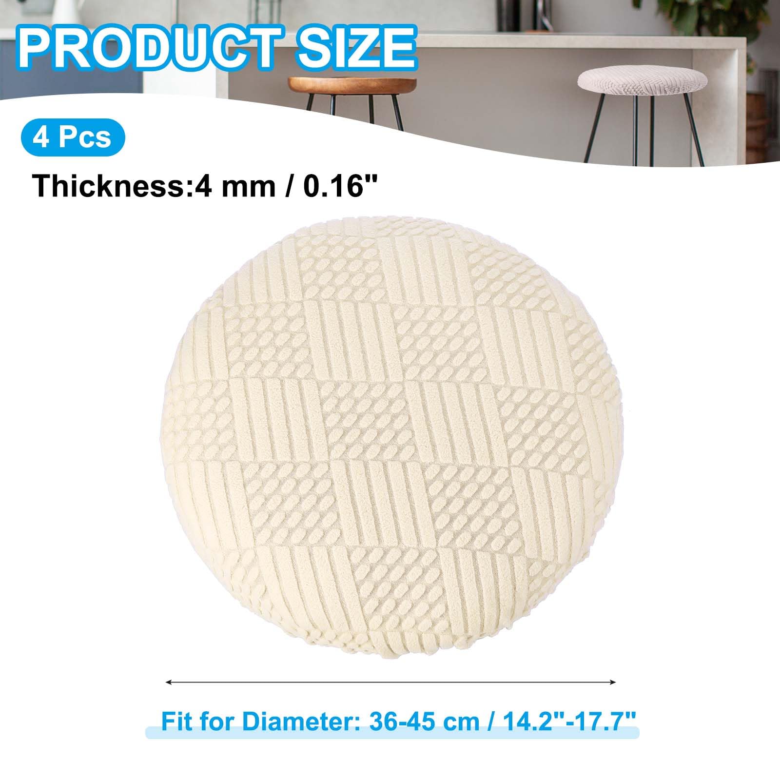 PATIKIL Housses De Tabouret Rondes, 4 Pcs Housses Élastiques pour Tabourets De Bar Lavables Coussin De Tabouret Housse Élastique pour Siège De Chaise De Bar 14-18 Pouces, Beige