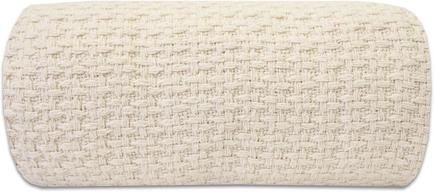 Sweet Home Collection 100% Fine Cotton Luxurious Basket Weave Blanket, Ivory King (Pack of 1)