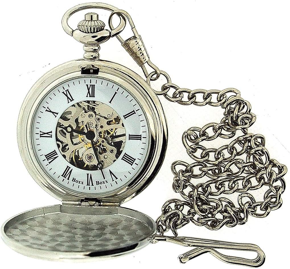 Boxx Men's Analogue Roman Numbers/Numbers Mechanical Pocket Watch 12 Inch Chain
