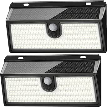 Solar Flood Lights Outdoor Motion Sensor, 2 Pack, 452 LEDs, 26FT PIR Sensor, 270° Wide Angle