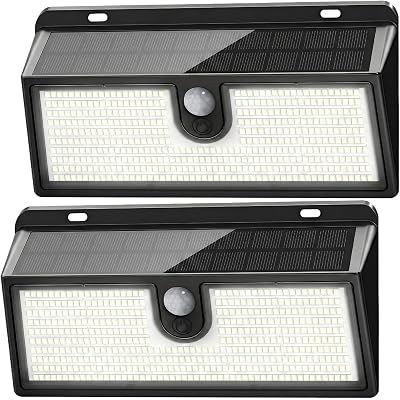 Solar Lights Outdoor, 452 LED 2000LM Ultra Bright Solar Motion Lights Outdoor, IP65 Waterproof Motion Sensor Outdoor Lights, 3 Modes Wireless Security Lights for Fence, Yard, Patio, Garage [2 Pack]
